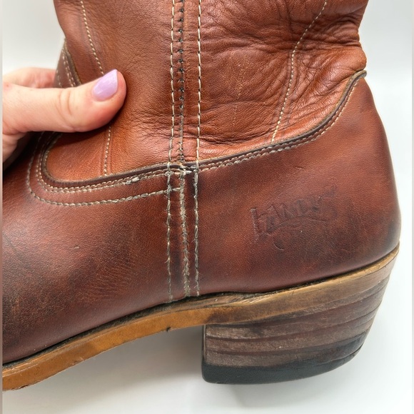 Vintage Landis Mens Buffalo Brown Leather Cowboy Western Boots 9 D 94046 USA - Picture 3 of 10